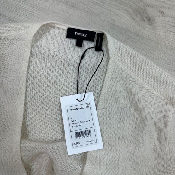 Theory Adrianna 100% Cashmere V Neck Long Sleeve Sweater Womens Large Ivory - Picture 5 of 5
